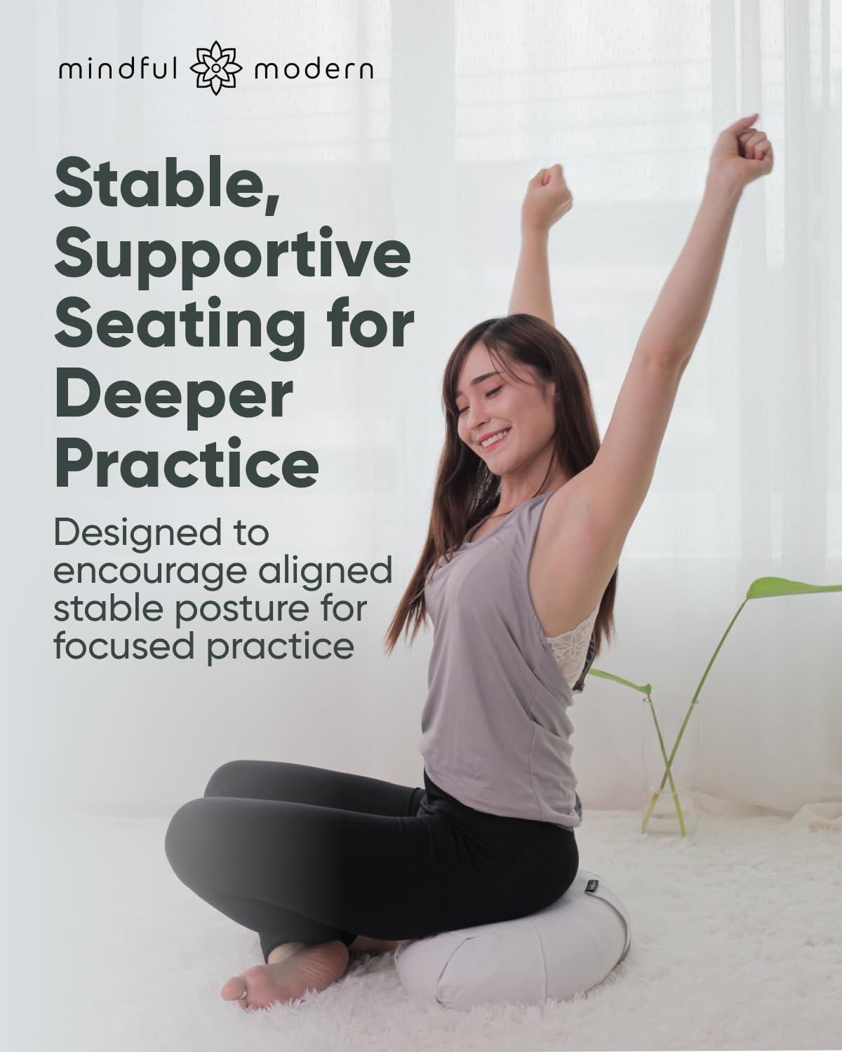 Mindful & Modern Large Meditation Cushion (Crescent - White)