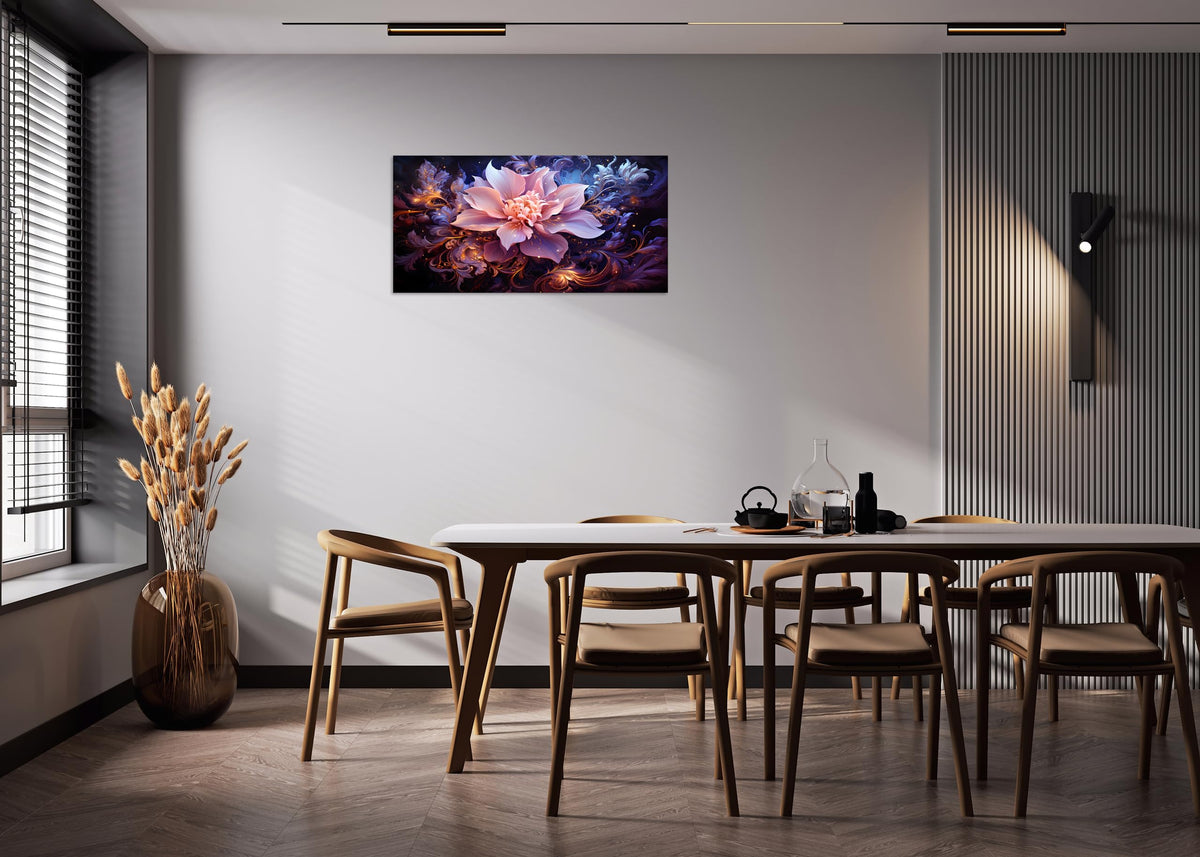 1 Panel Purple Flower Pictures Purple Paintings Abstract Flower Pictures Wall Decor Abstract Flowers Print on Canvas Plum Color Wall Art for Home Decor Stretched and Framed 16x32 inch (32"L x 16"W / Purple Flower 7)