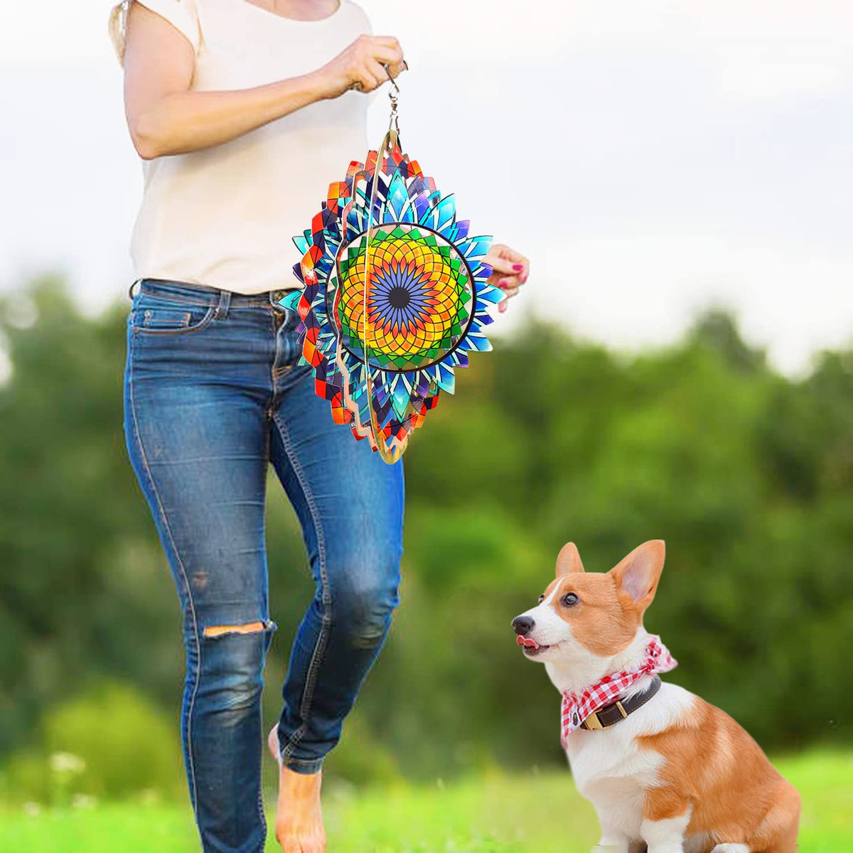 Wind Spinner Mandala Sun Flower 12 inches (12inch / Mdl06)