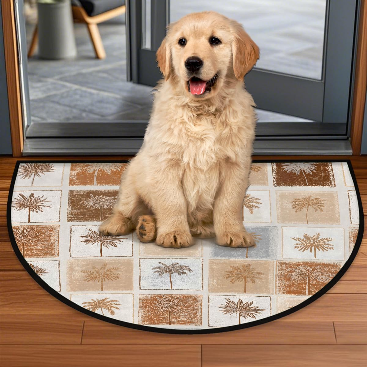 Palm Half Round Door Mat Semi Moon Rug Fireplace Carpet Area Rugs (Color18)
