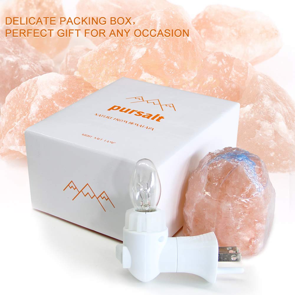 Himalayan Salt Lamp Night Light Plug (Pink / Natural-1 pack)