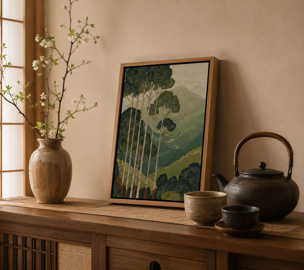 Floating Framed Japanese Forest Canvas Wall Art (Japanese Forest / 10"L x 8"W)