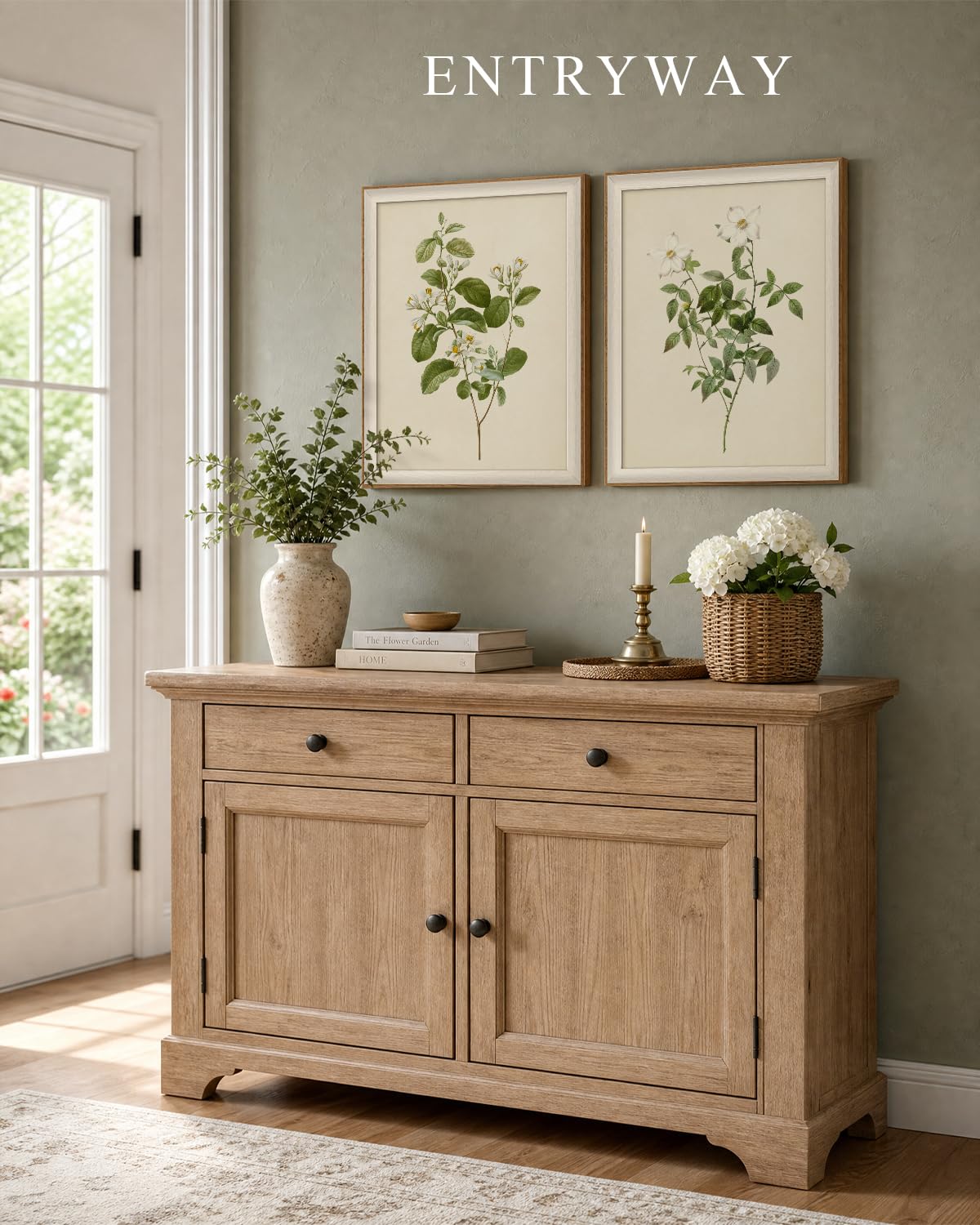 Framed Botanical Flower Wall Art Set for Living Room (Botanical Diptych / 16"L x 20"W)