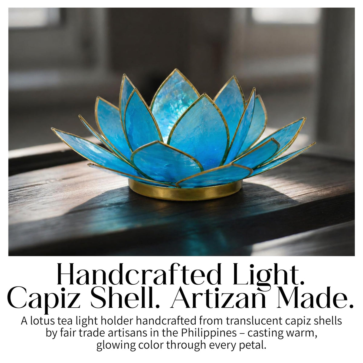 Gemstone Lotus Tea Light Holder (Turquoise / Regular)