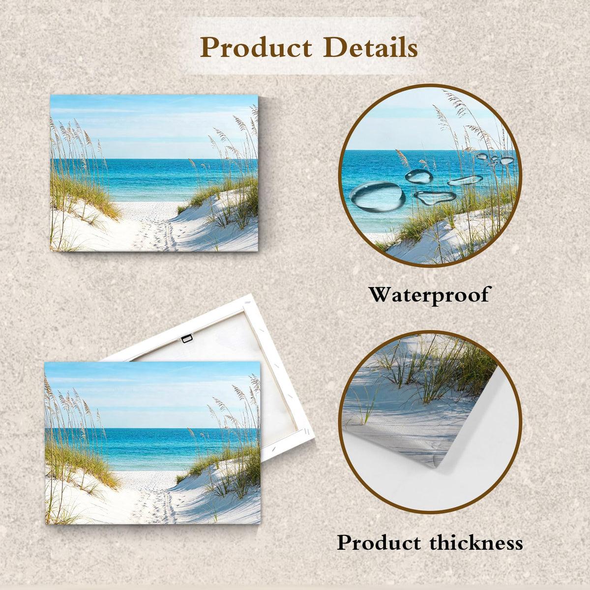 Coastal Beach Wall Art for Living Room Blue Ocean Pictures (12"L x 16"W / Blue)