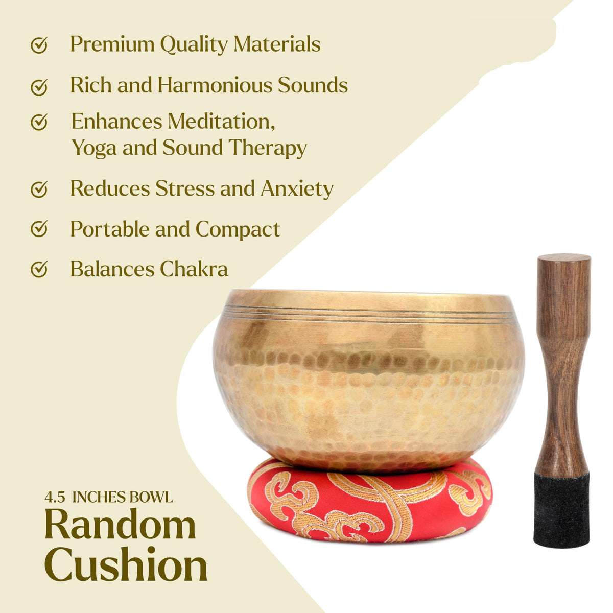 Tibetan Singing Bowl Set (5.2 Inch Bowl)