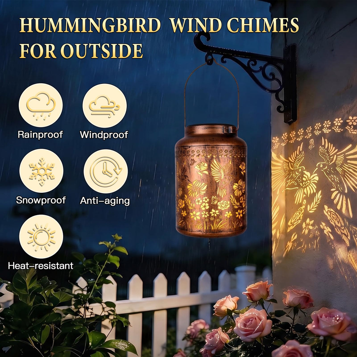 Solar Wind Chimes for Outside (Hummingbird)