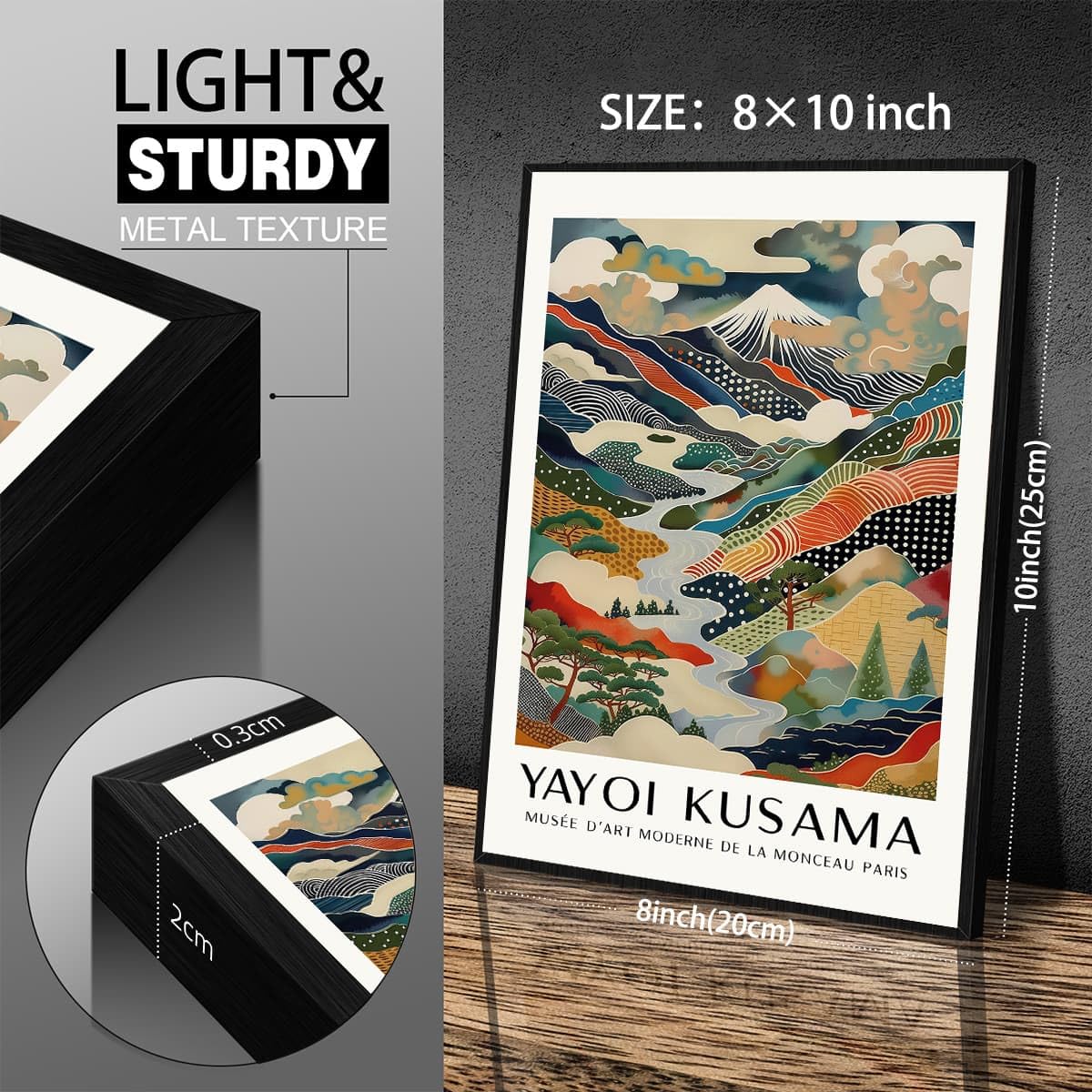 Black Framed Wall Art Yayoi. Kusama Posters Vintage Japanese Canvas Prints Mount Fuji Landscape Pictures Modern Nature Mountain Artwork 8x10 inch for Living Room Bedroom Office Gallery Decor (Black Framed / Japanese Art 011 / 10"L x 8"W)