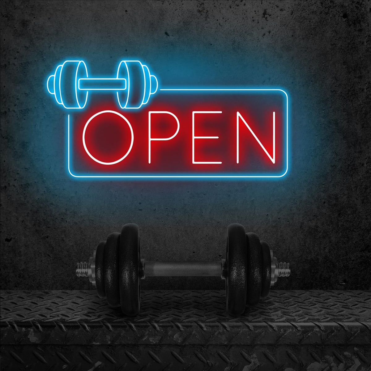 Gym Open Neon Sign with Dumbbell for Fitness Club Business Window Decor (Gym Open)