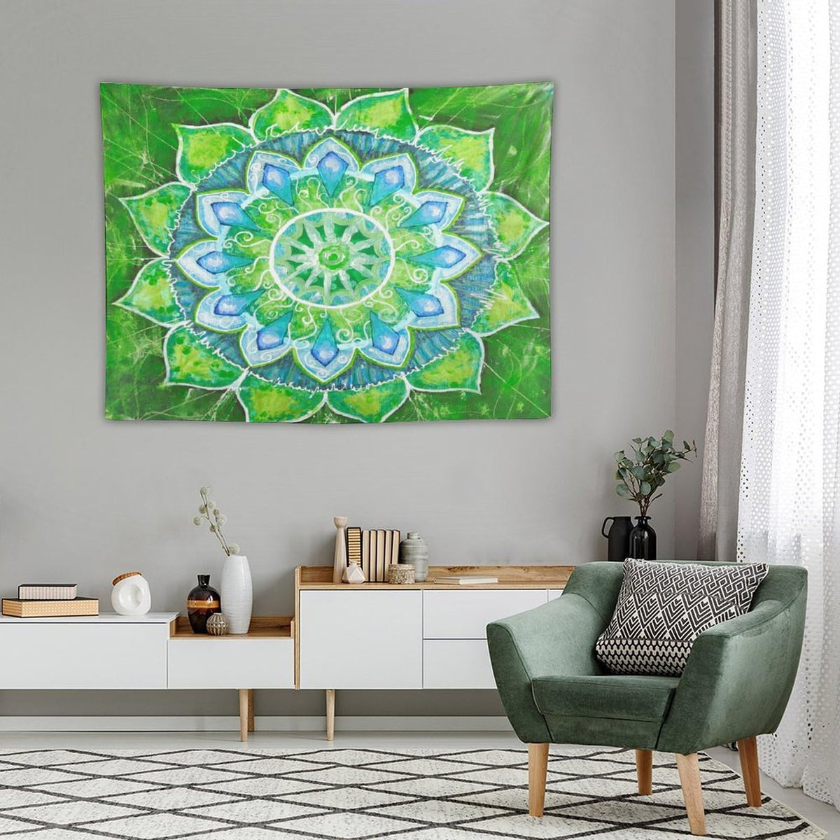 Abstract Mandala Tapestry Wall Hanging Indian Hippie Bohemian Art Floral Texture Pattern Tapestries Home Decor for Living Room Bedroom Kitchen Dorm 30"x40" (30"L x 40"W / Mandala-12)