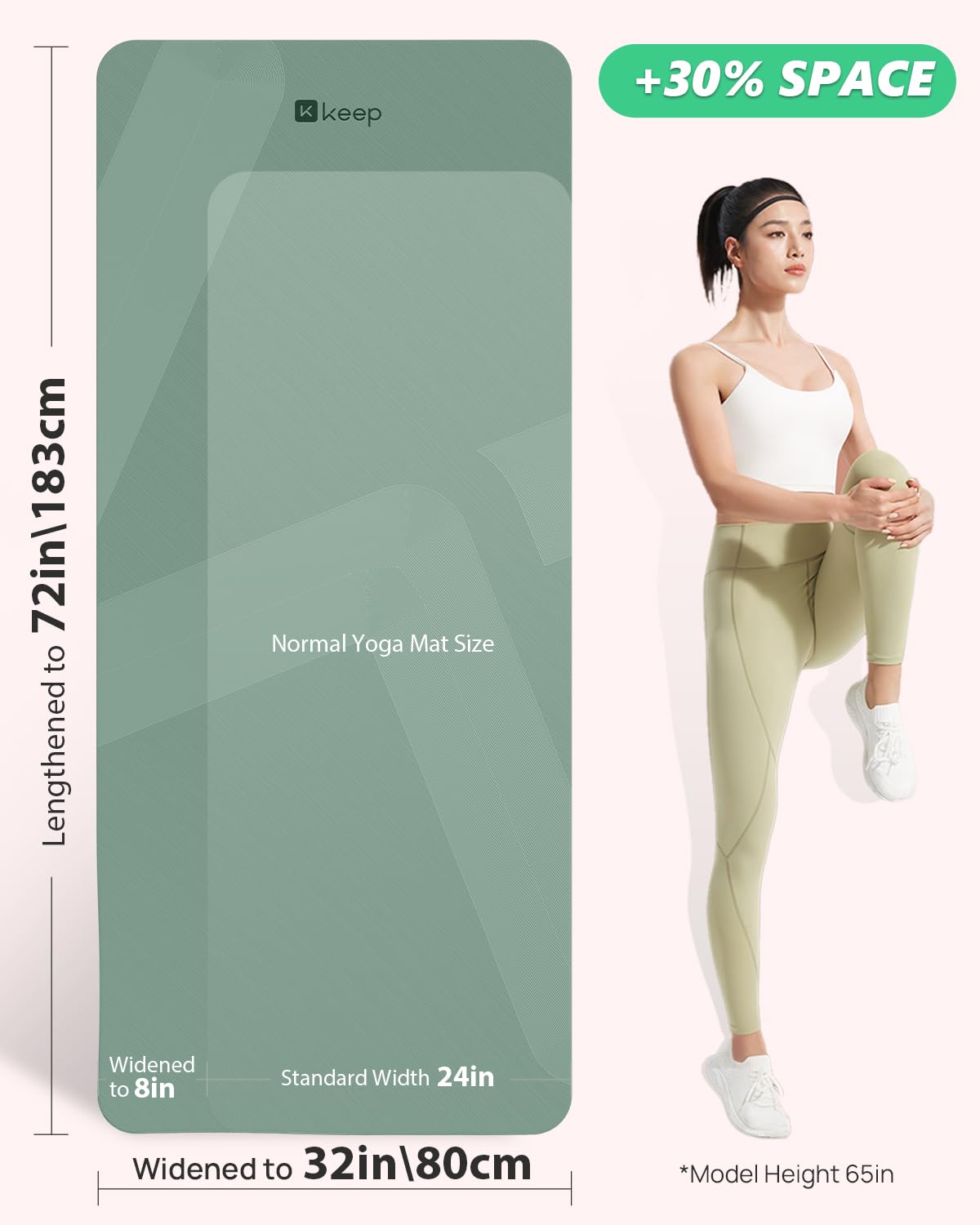 Non Slip Large Yoga Mat (Pale Green)