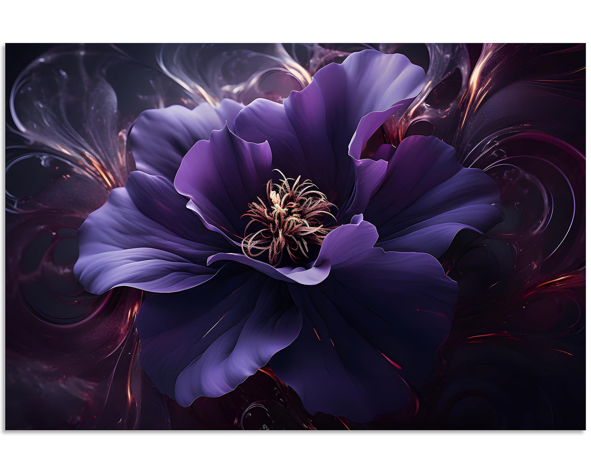 1 Panel Purple Picture Wall Art Purple Canvas Wall Art Flower Pictures Abstract Flower Print on Canvas Flowers Art for Bedroom Home Decor Living Room Stretched and Framed 20x30 inch (30"L x 20"W / Purple Flower 6)
