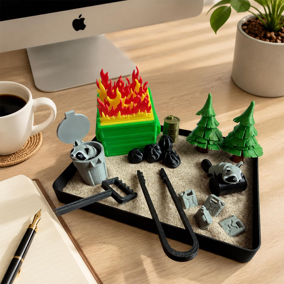 Dumpster Fire Zen Garden Compact Desk Decor (Dumpster Fire)