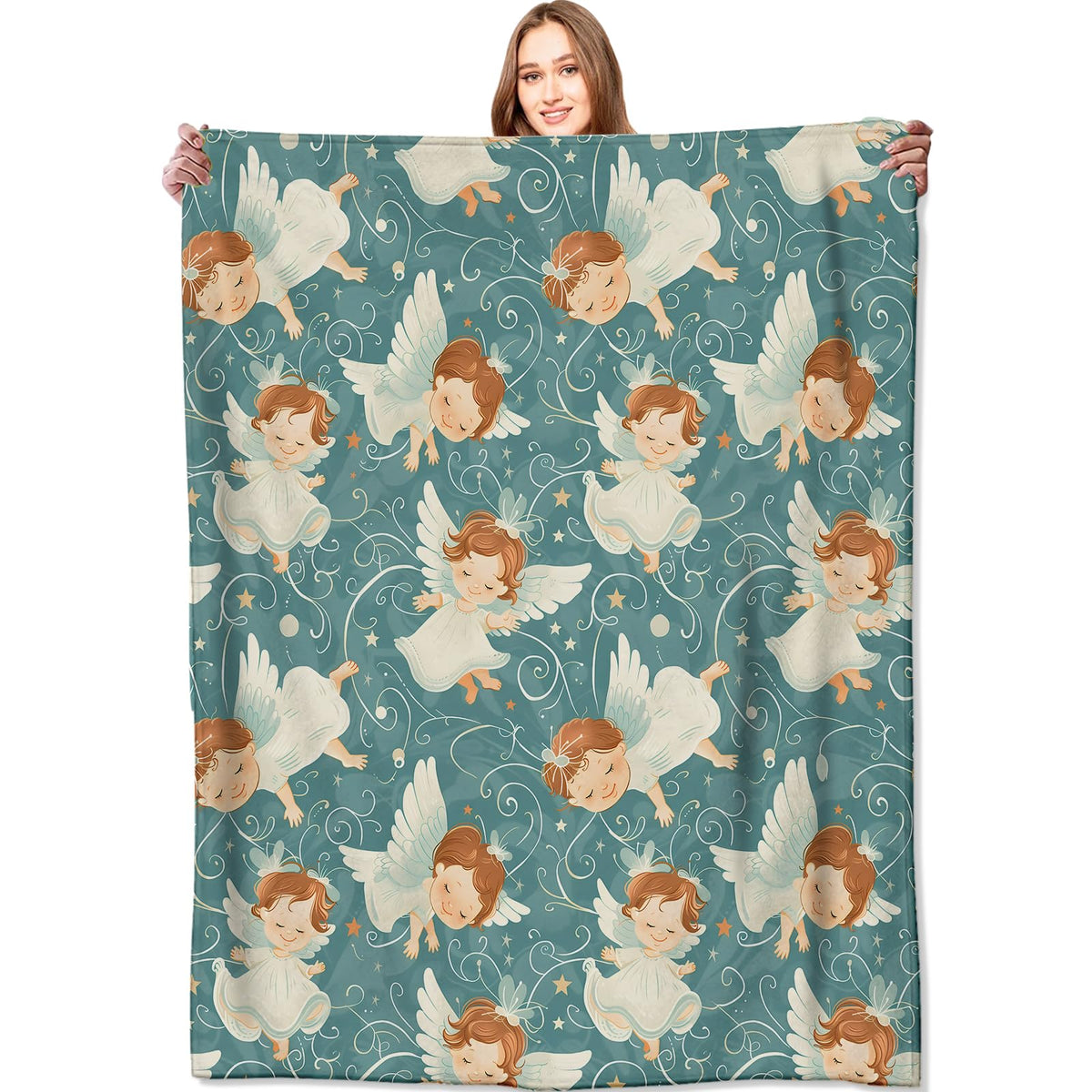 Angel Blanket Cute Heavenly Throw Blankets (50x60in / Angel)