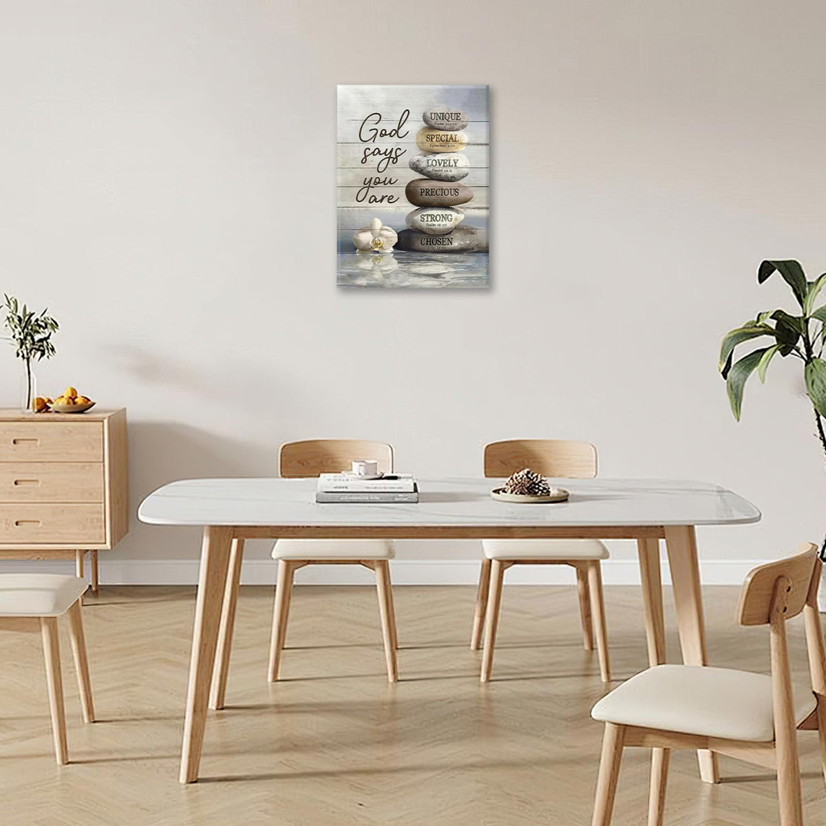 Farmhouse Bathroom Wall Art Rustic Zen Stone Pictures Decor God Says You Are Christian Bible Verse Canvas Country Painting Modern Framed Prints Artwork for Home Bedroom Living Room 16"x24" (16L" x 24W" / Zen Stone)