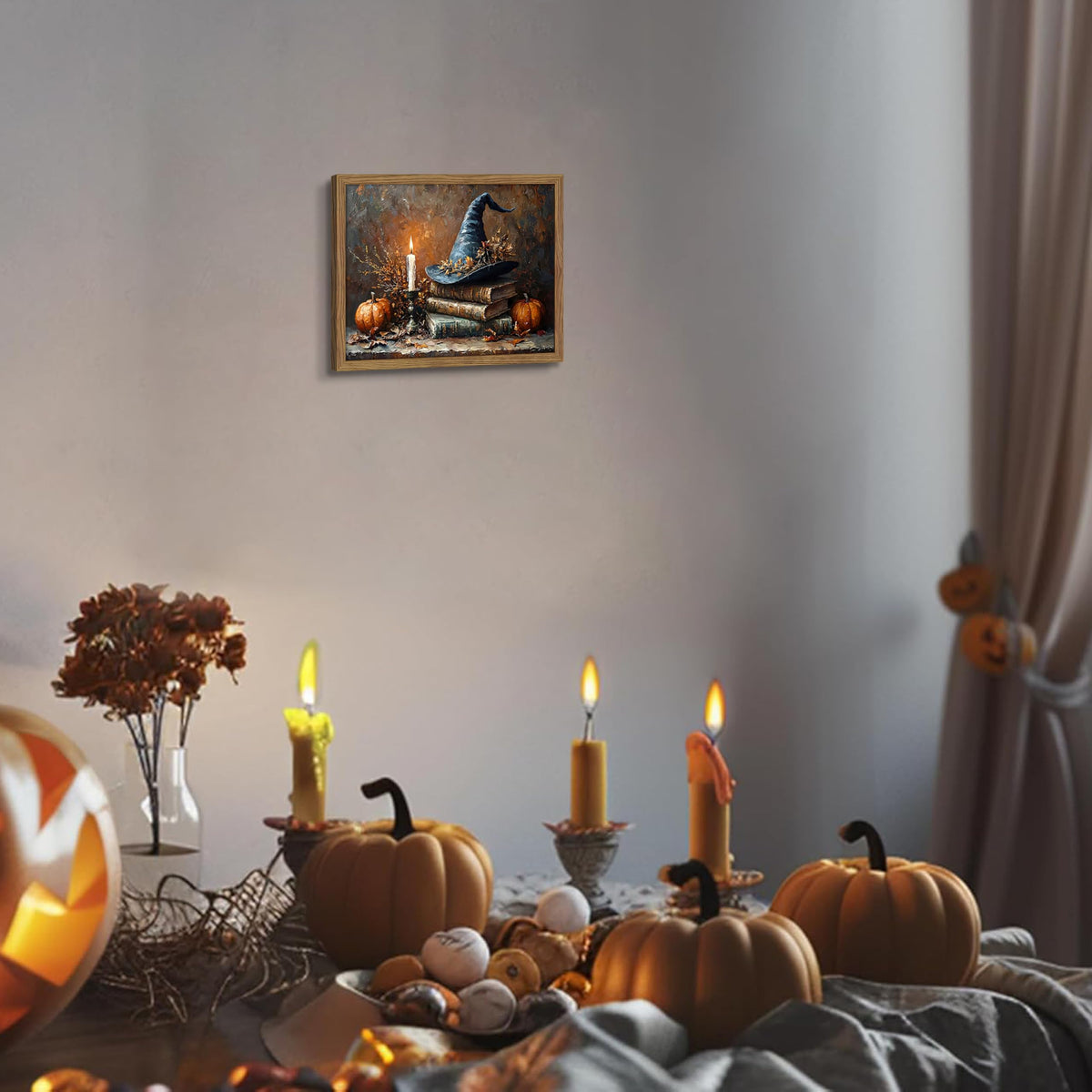 Vintage Halloween Wall Art (Scary Wizard Hat / 10"L x 8"W)