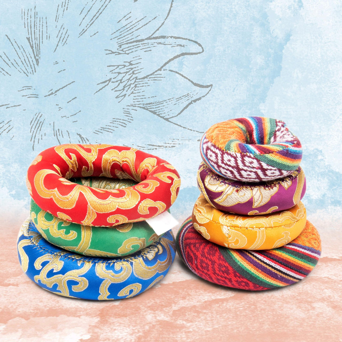 Tibetan Singing Bowl Set (7 Chakra Colored Set)