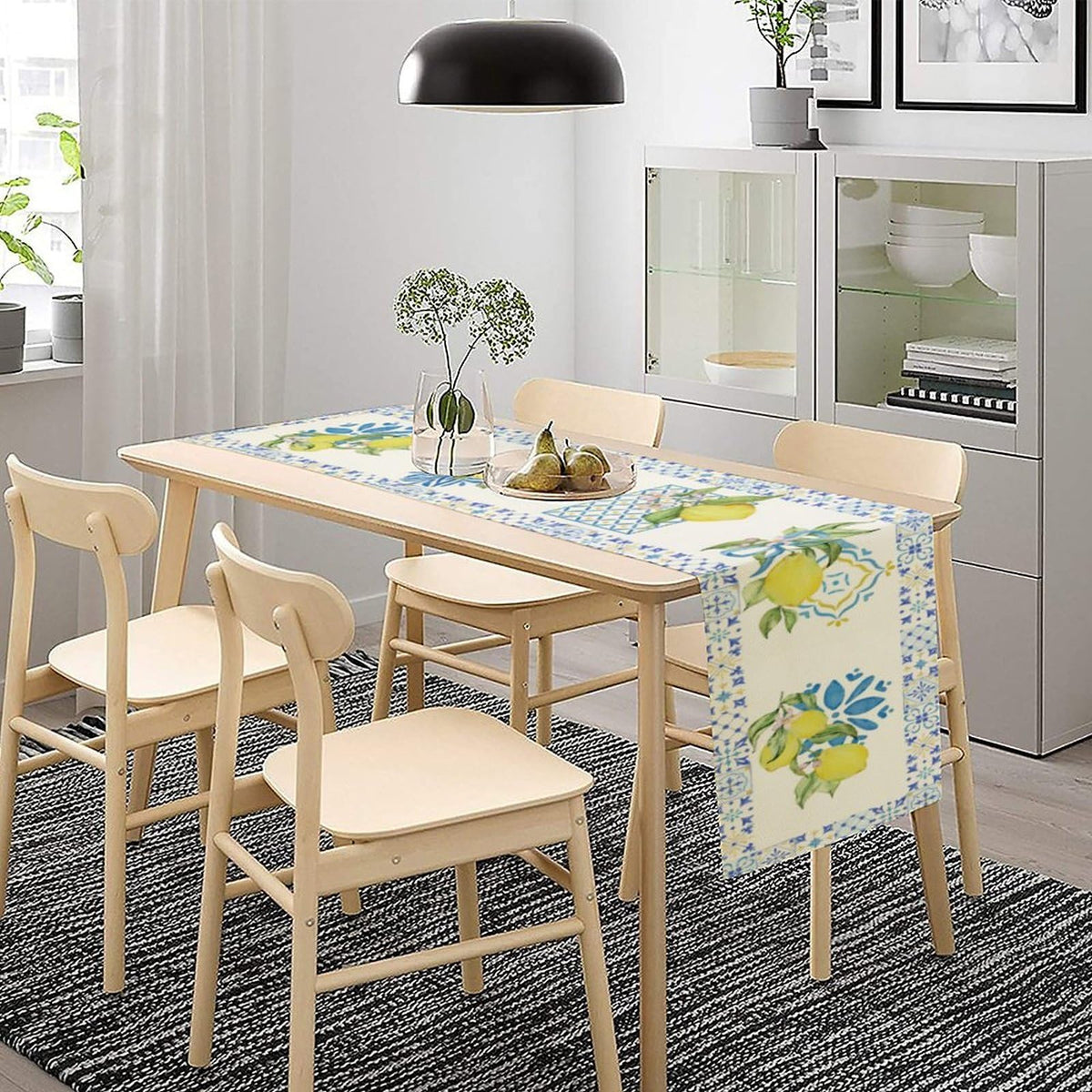 Mediterranean Lemon Table Runner (13x90inch / Blue White Lemon)