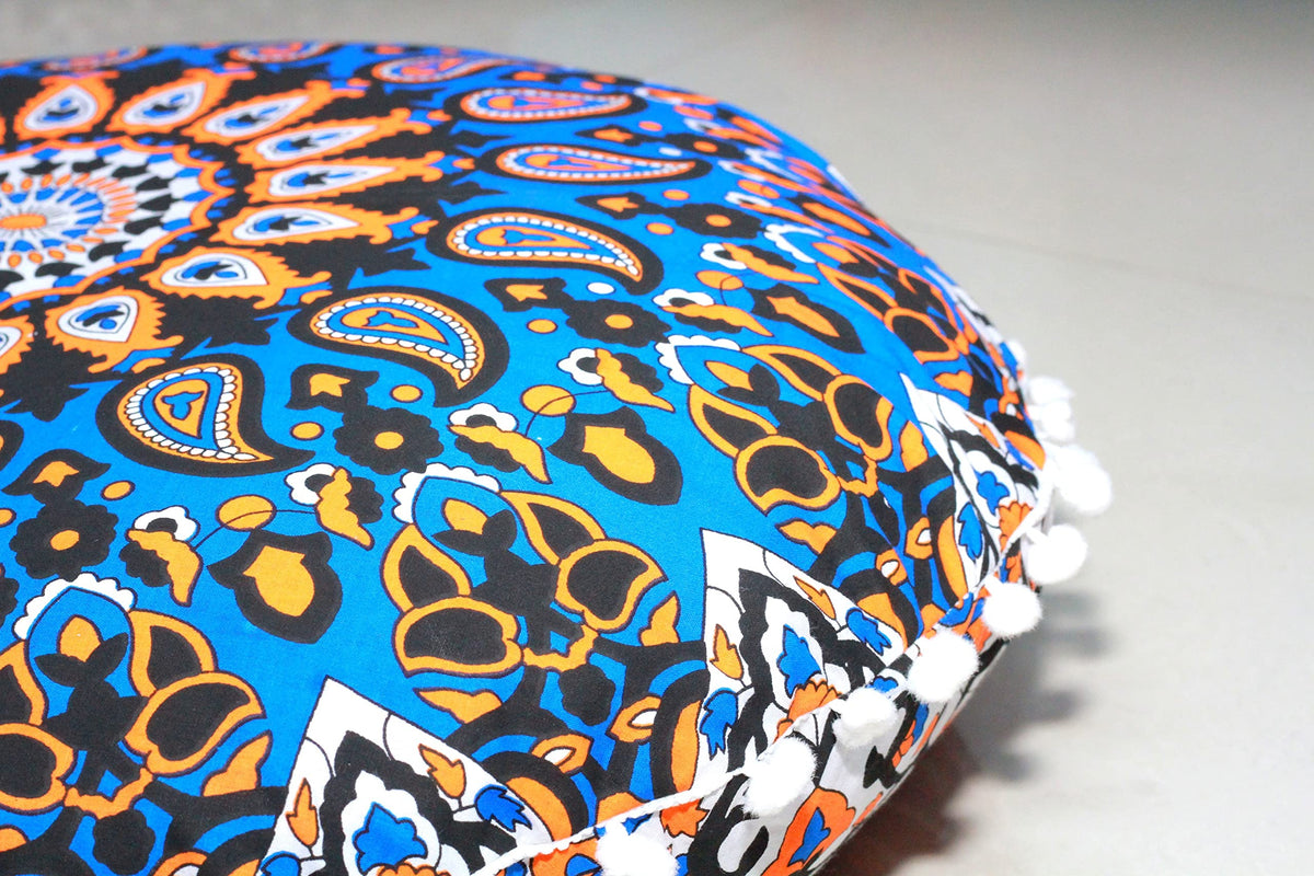 Floor Pillows Cover Cute Throw Pillows Cover Floor Seat Cushion Cover Chair Pads for Back to School First Day of School for Sofa Couch Bed Decor 22 Inches (Blue Brown)