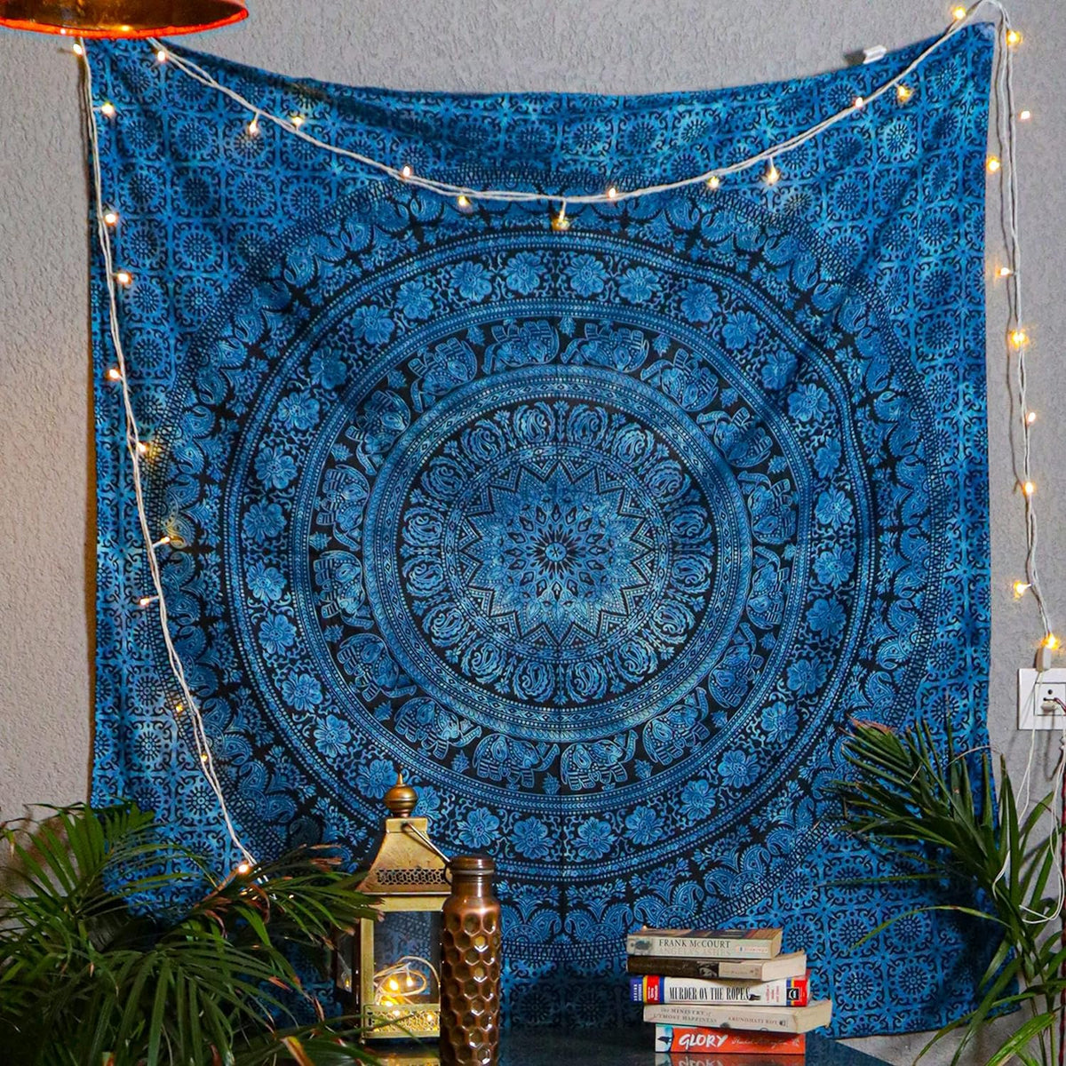 Cotton Mandala Tapestry (Blue / 30"L x 40"W)