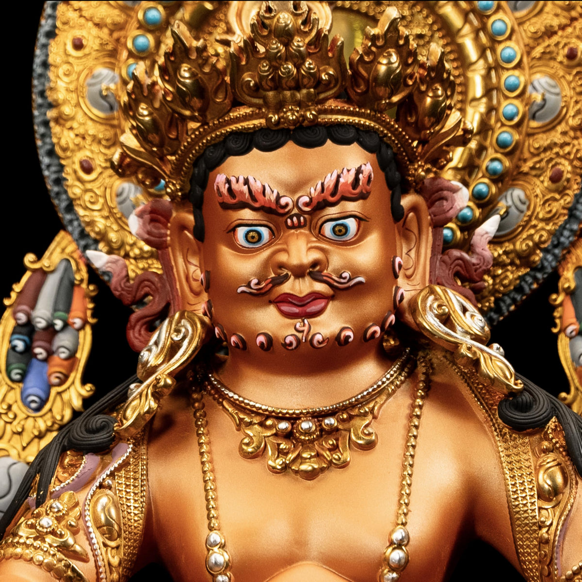 Handmade Brass Buddha Vajrayana Statue (Yellow Jambhala / 10.62in)