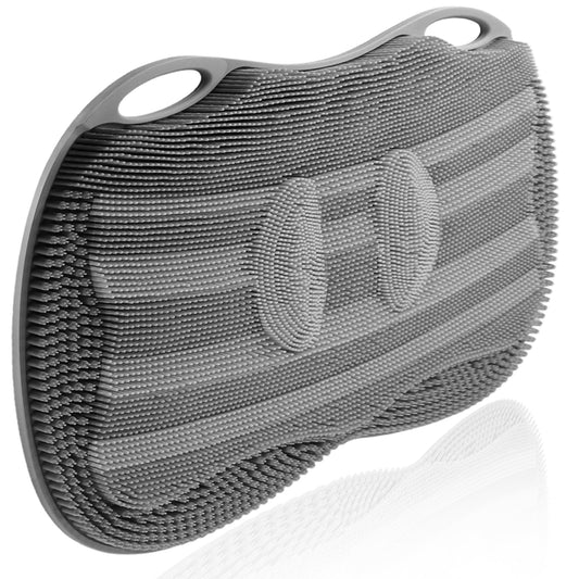 Silicone Shower Foot Scrubber Mat with Non Slip Suction Cups (Grey)