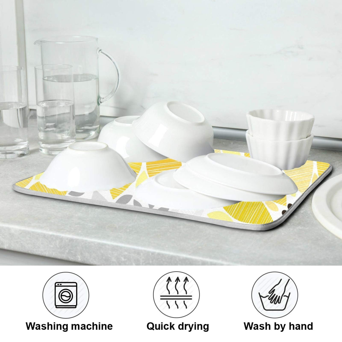 Super Absorbent Dish Drying Mat (Sunflowers / 16" x 18")