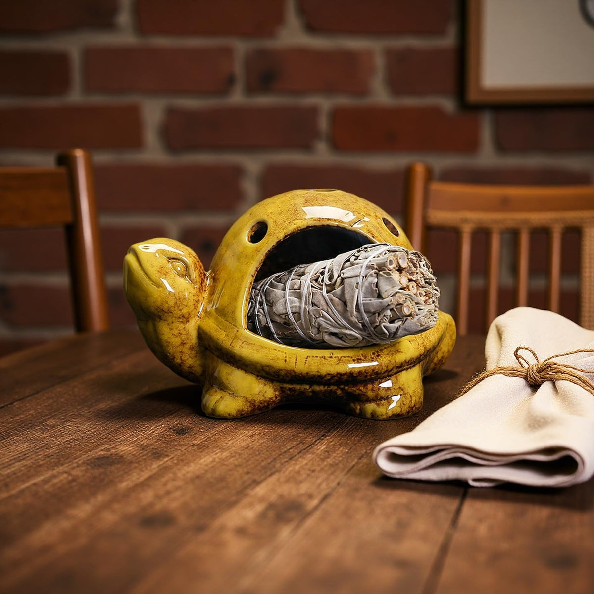 Turtle Palo Santo Holder Ceramic Palo Santo Burner Sage Holder for Burning (B)
