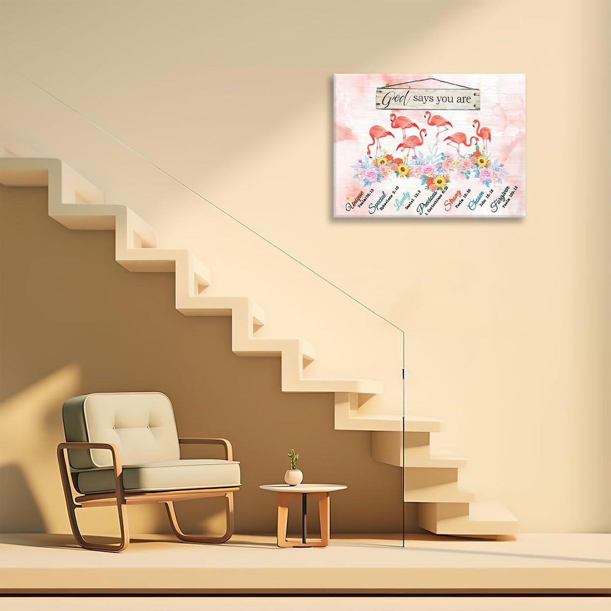 Flamingo Canvas Wall Art Inspirational Painting Framed ArtWork 12"x16" (Flamingoes / 16"L x 12"W)