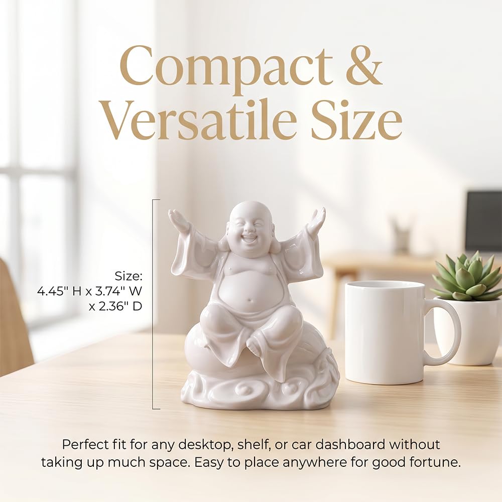 Laughing Buddha Figurine (White / 4.3INCH)