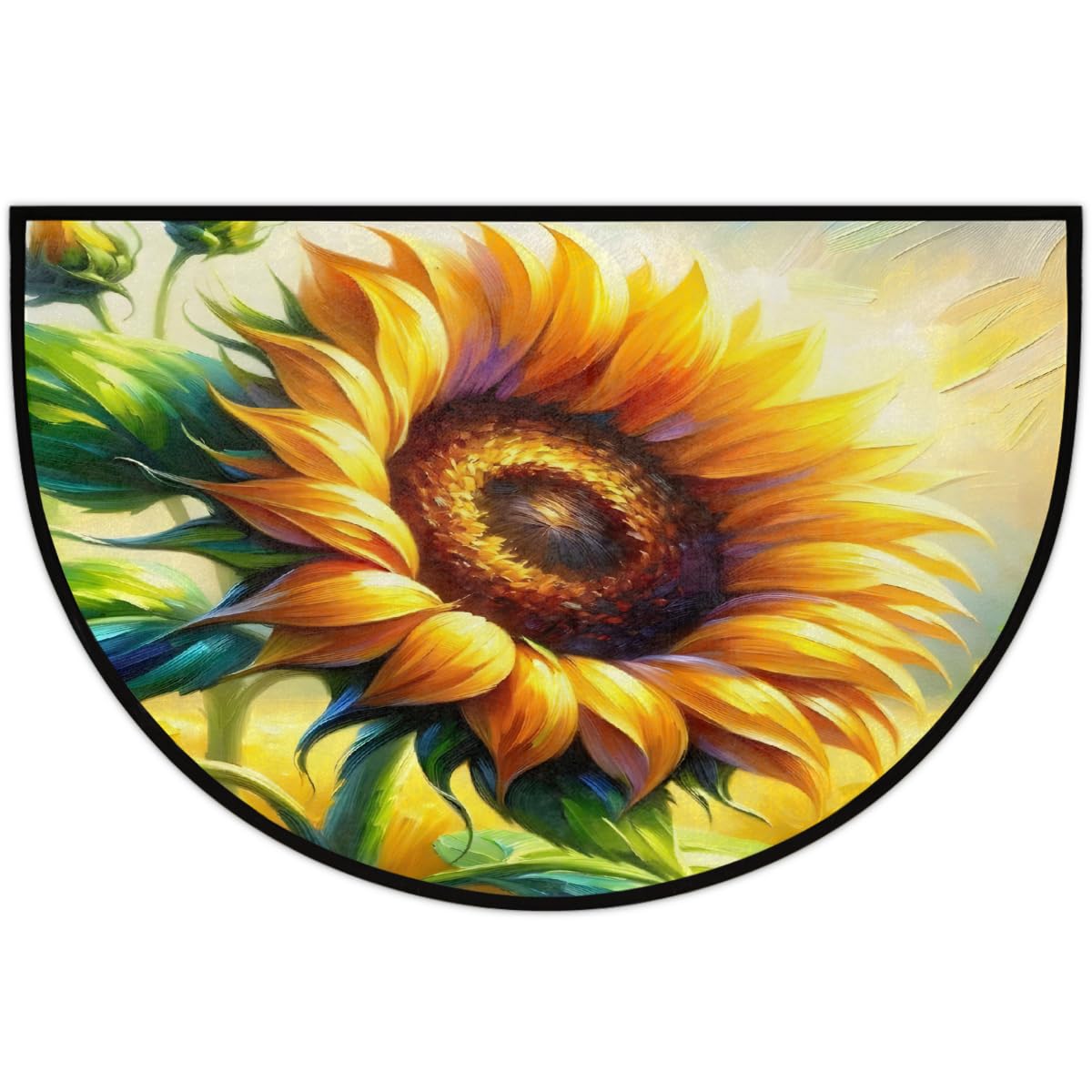 Sunflower Half Round Door Mat Non Slip Half Circle Rugs (D: Color 14)