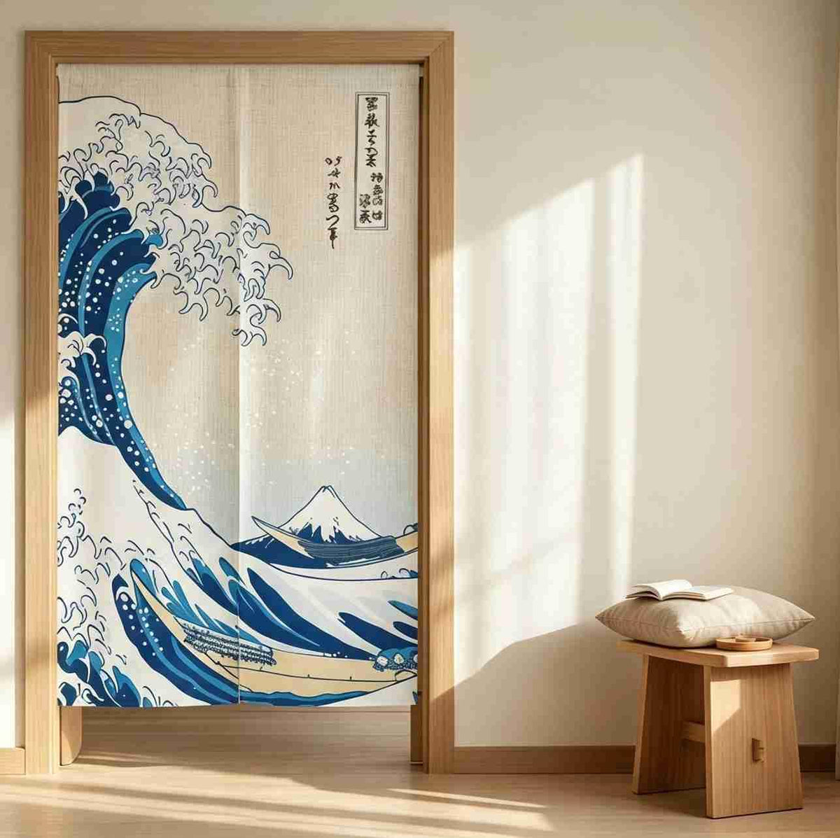 Japanese Noren Curtain Doorway Curtains 67in Long Size Ukiyoe Traditional Room Divider for Kitchen Bedroom Pet Friendly Privacy Home Decor The Great Wave Off Kanagawa Hokusai NR2078 (The Great Wave Off Kanagawa / 33.5"W x 67"L (Pack of 1))