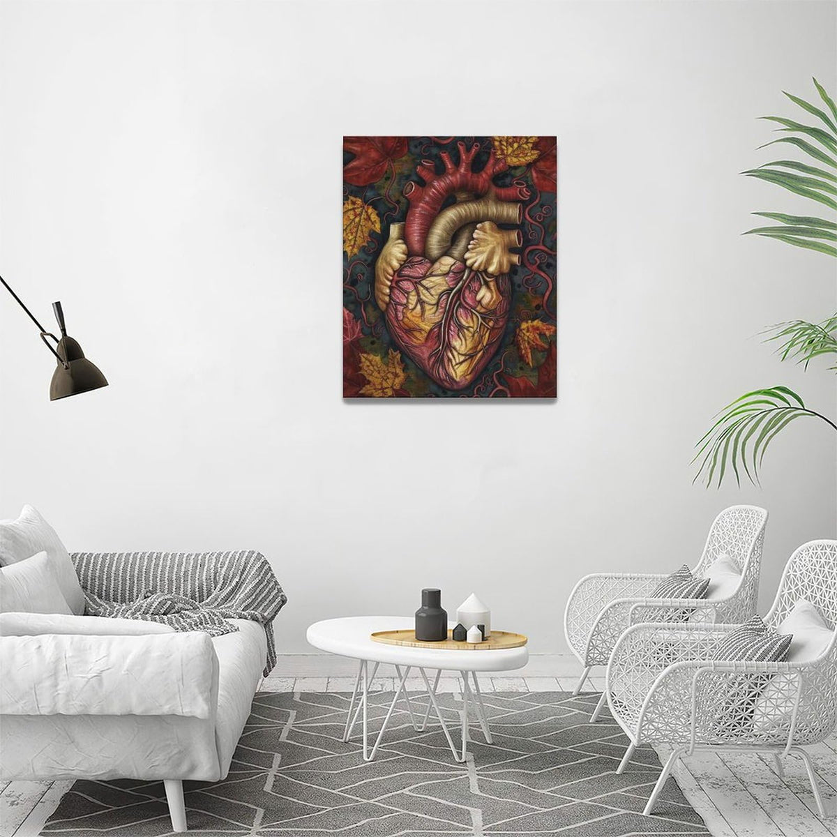 Heart Wall Art Human Heart Pictures Canvas Wall Decor Anatomy Aesthetic Painting Home Modern Artwork Decorations Framed for Nurse Office Bathroom Bedroom Living Room 16 x 20 inch (16" x 20" / Heart)