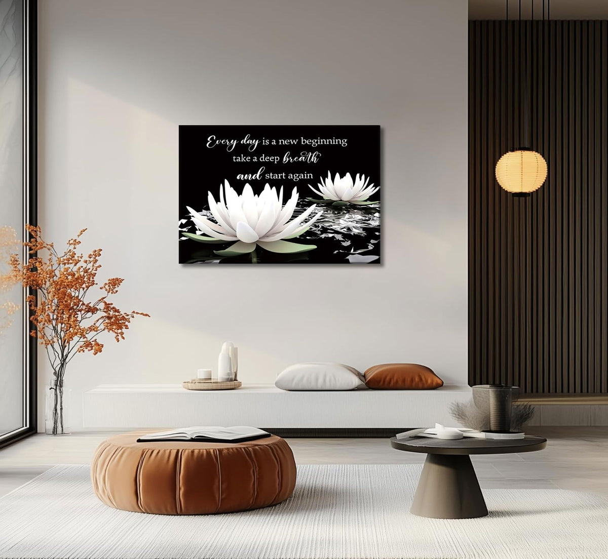 Zen On In Water Blooming White Lotus Wall Art Canvas Wrapping 12x16in (Zen Lotus-Canvas / 16"L x 12"W)