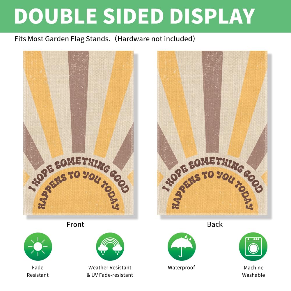 Something Good Happens Today Boho Sunrise Garden Flag 12x18 (Beige22)