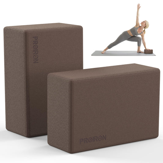Yoga Blocks 2 Pack Supportive High Density Premium Eva Foam (Brownish Coffee)