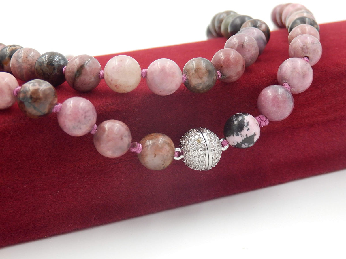 mala beads necklace for women man (rhodonite no tassel)