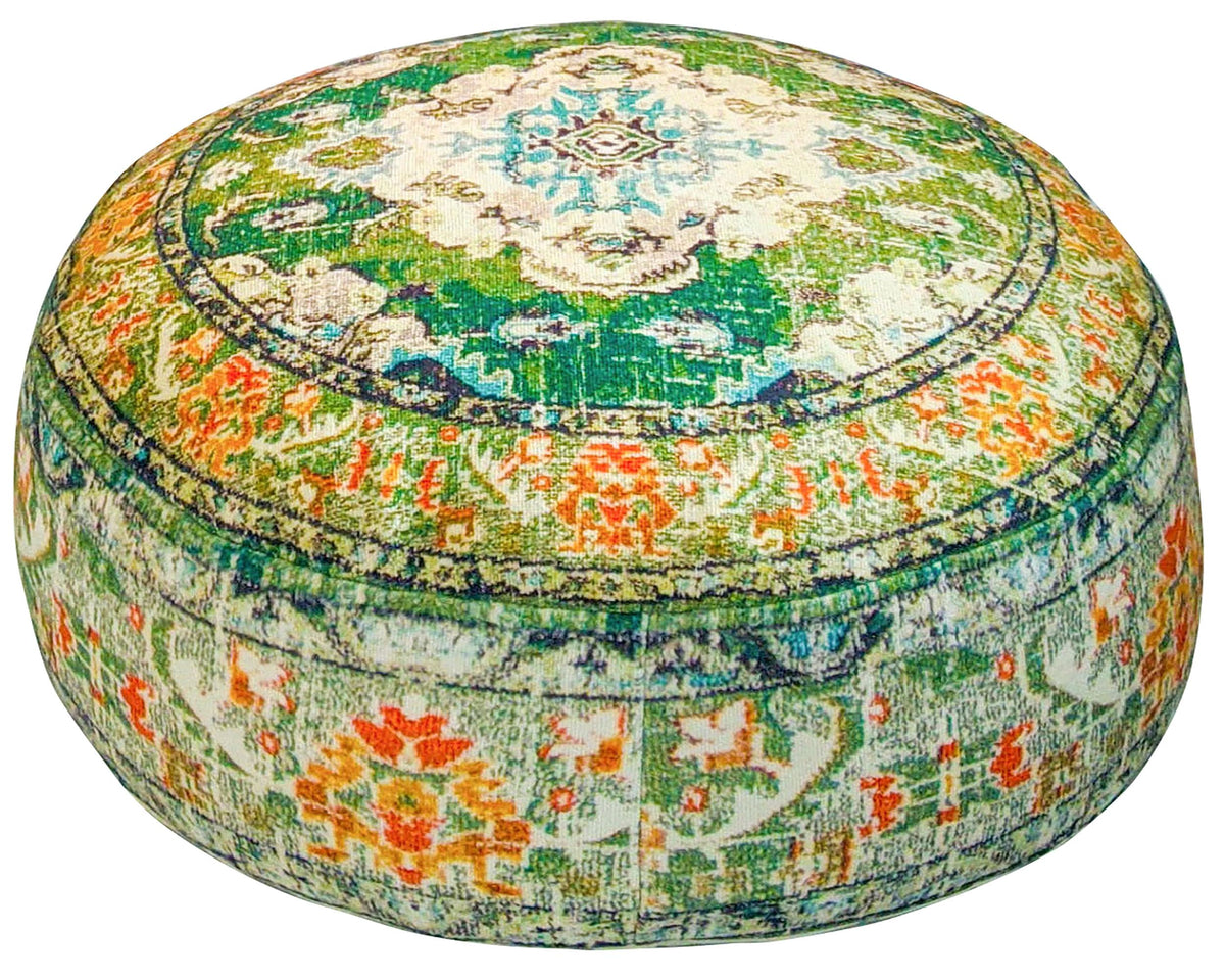 Indian Yoga Décor Pouf Cover Green Round Green Floor Pillow Case Room Décor Moroccan Decorative Cushion Cotton 24x8 Unstuffed (24x8 Cover Only / Green)