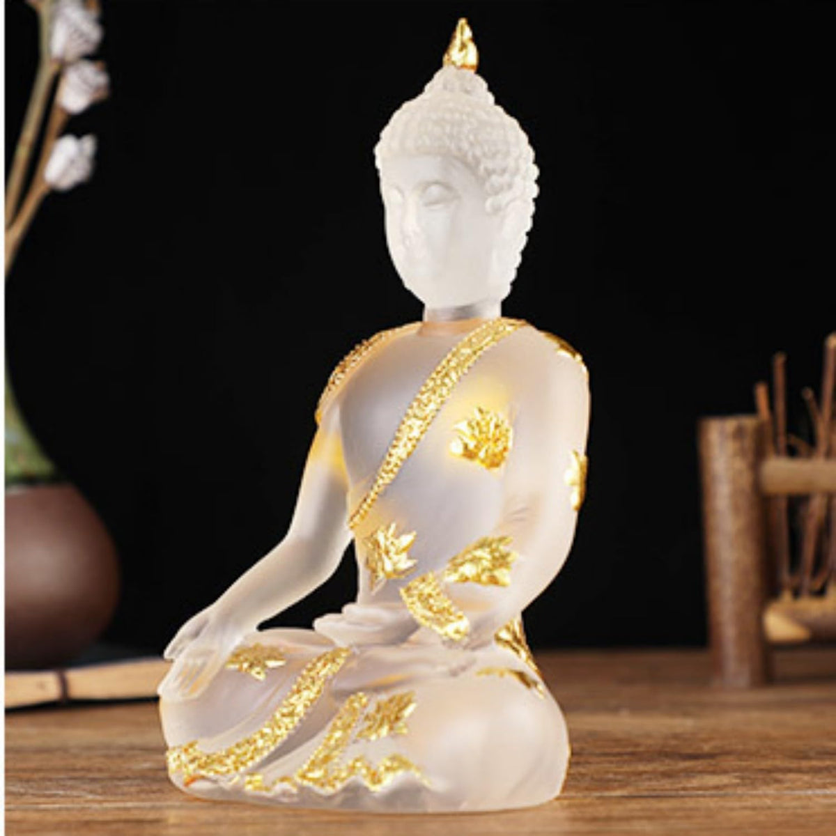 Thai Sitting Buddha Statue (White)