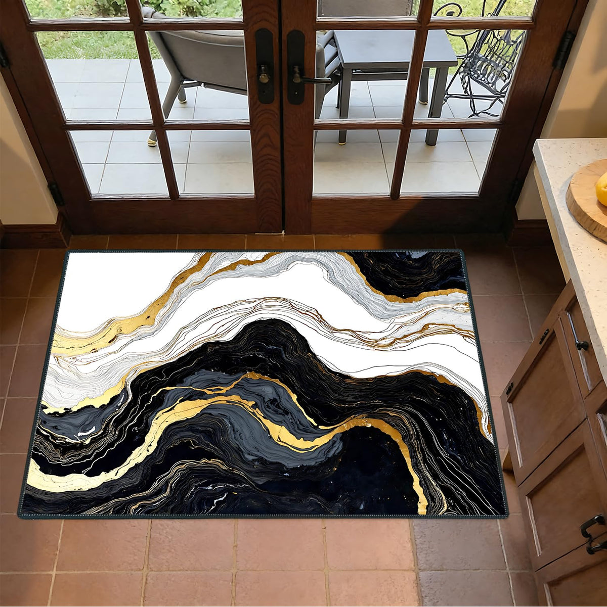 2x3FT Area Rug Black White Gold Indoor Entryway Rug (#5 / 2' x 3' (Rectangular))