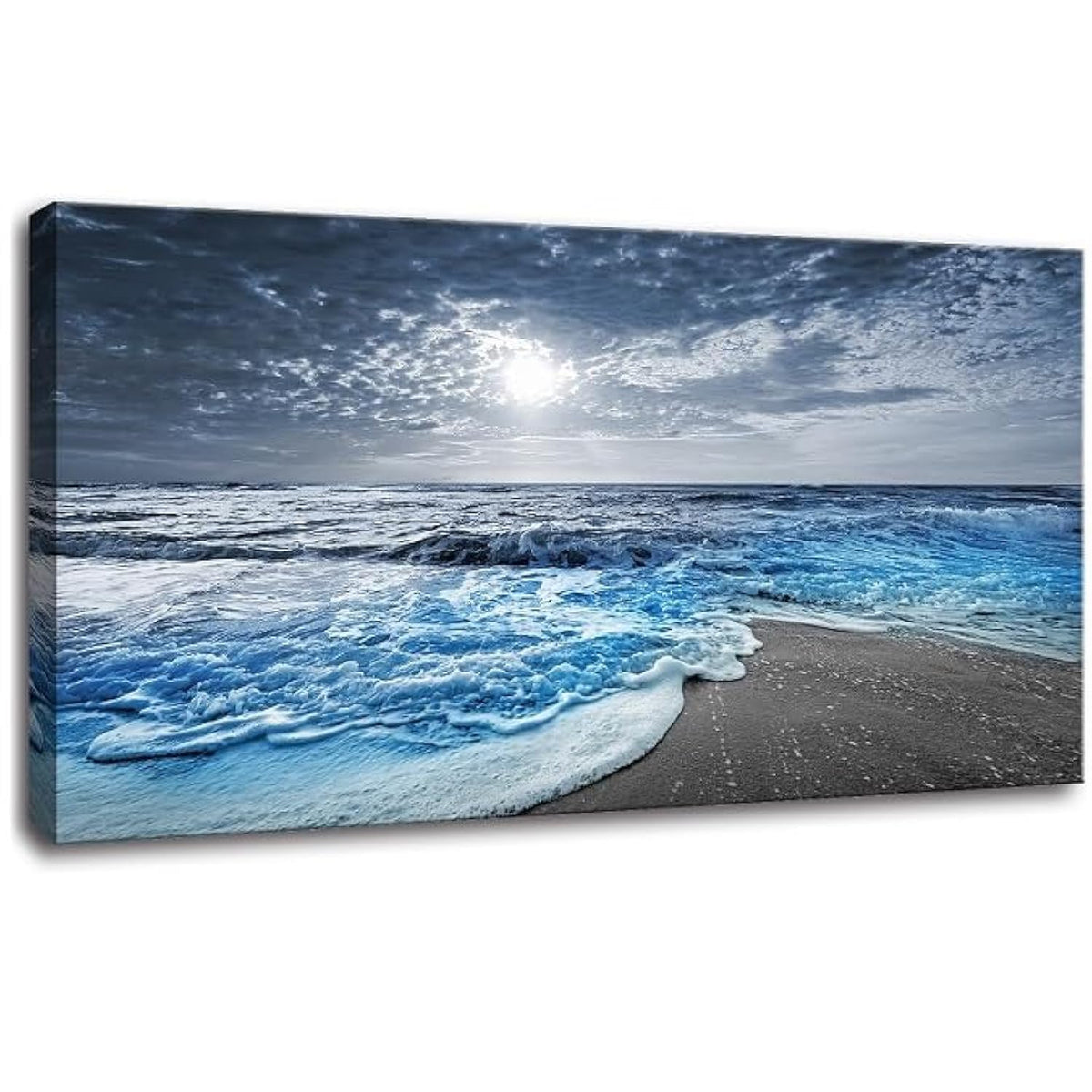 Beach Wall Decorations for Living Room Framed Canvas Wall Art Bedroom Beach Prints Posters Blue Ocean Room Decor Pictures Sea Artwork Painting Office Wall Décor Kitchen accessories 20x40 (beach blue / 40"L x 20"W)