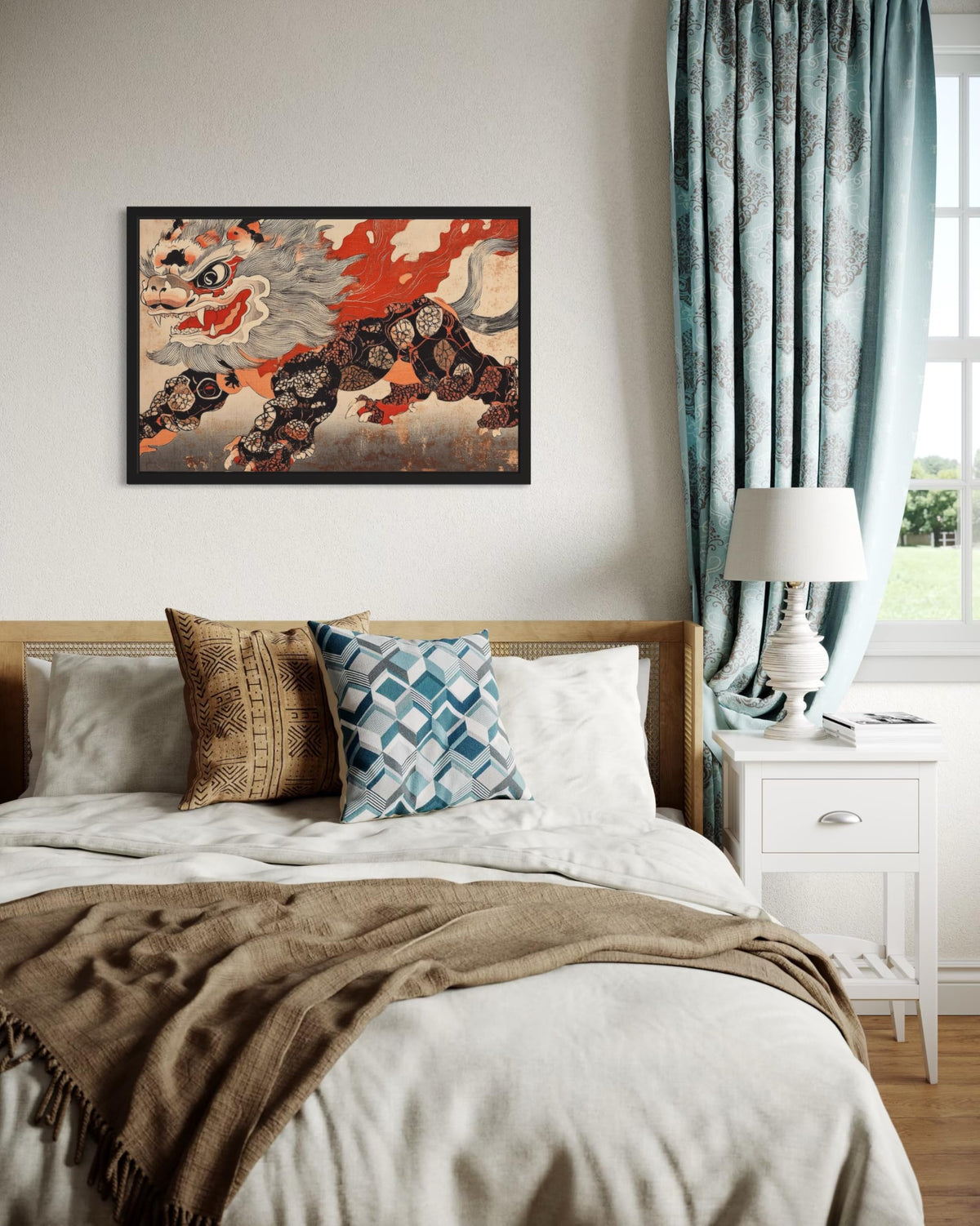 Lunar Lion Dance Unframed Wall Art Print Poster (Lunar Lion Dance / 24"L x 18"W)