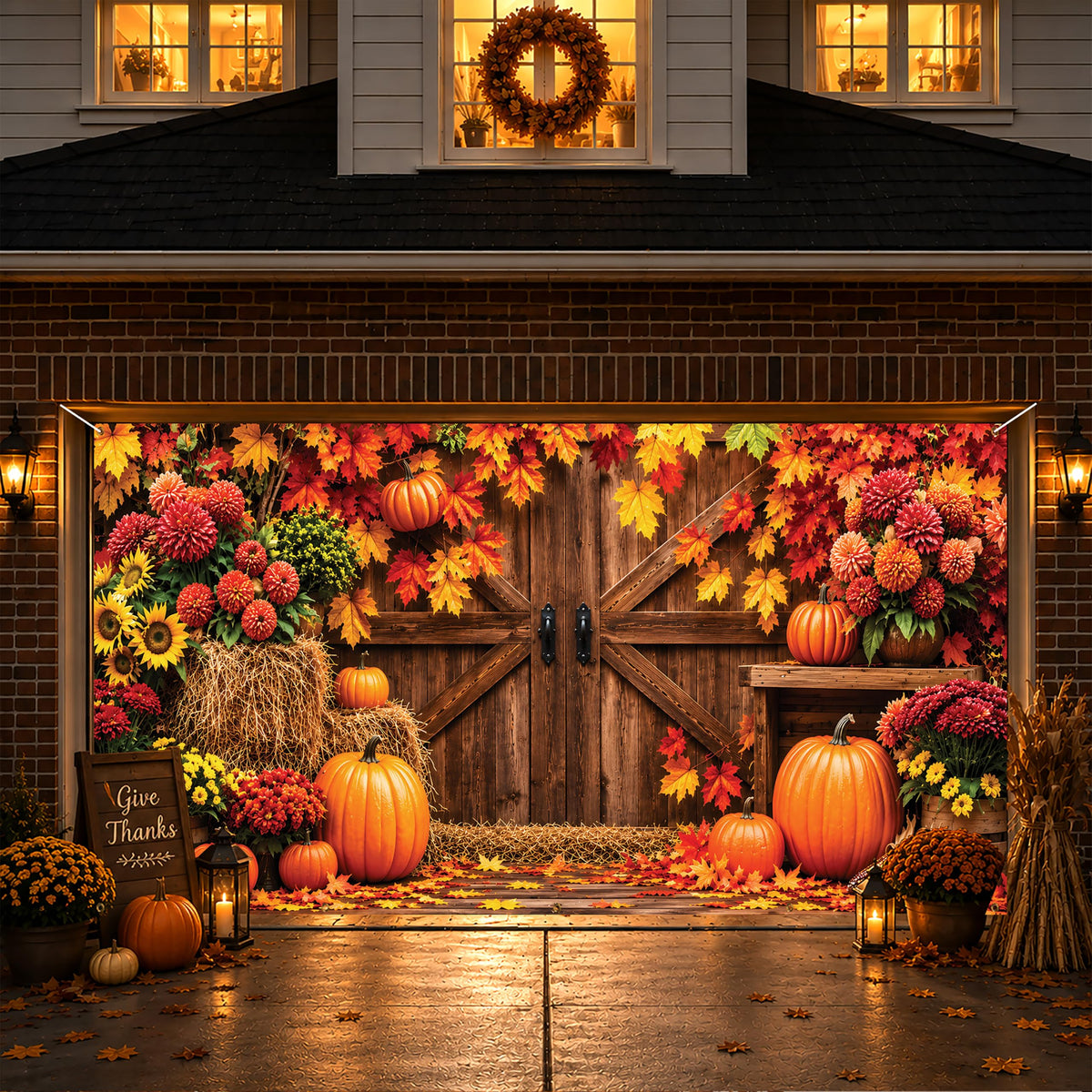 Thanksgiving Garage Door Banner Barn Door 6x13FT Fall Harvest Backdrop (Fall)