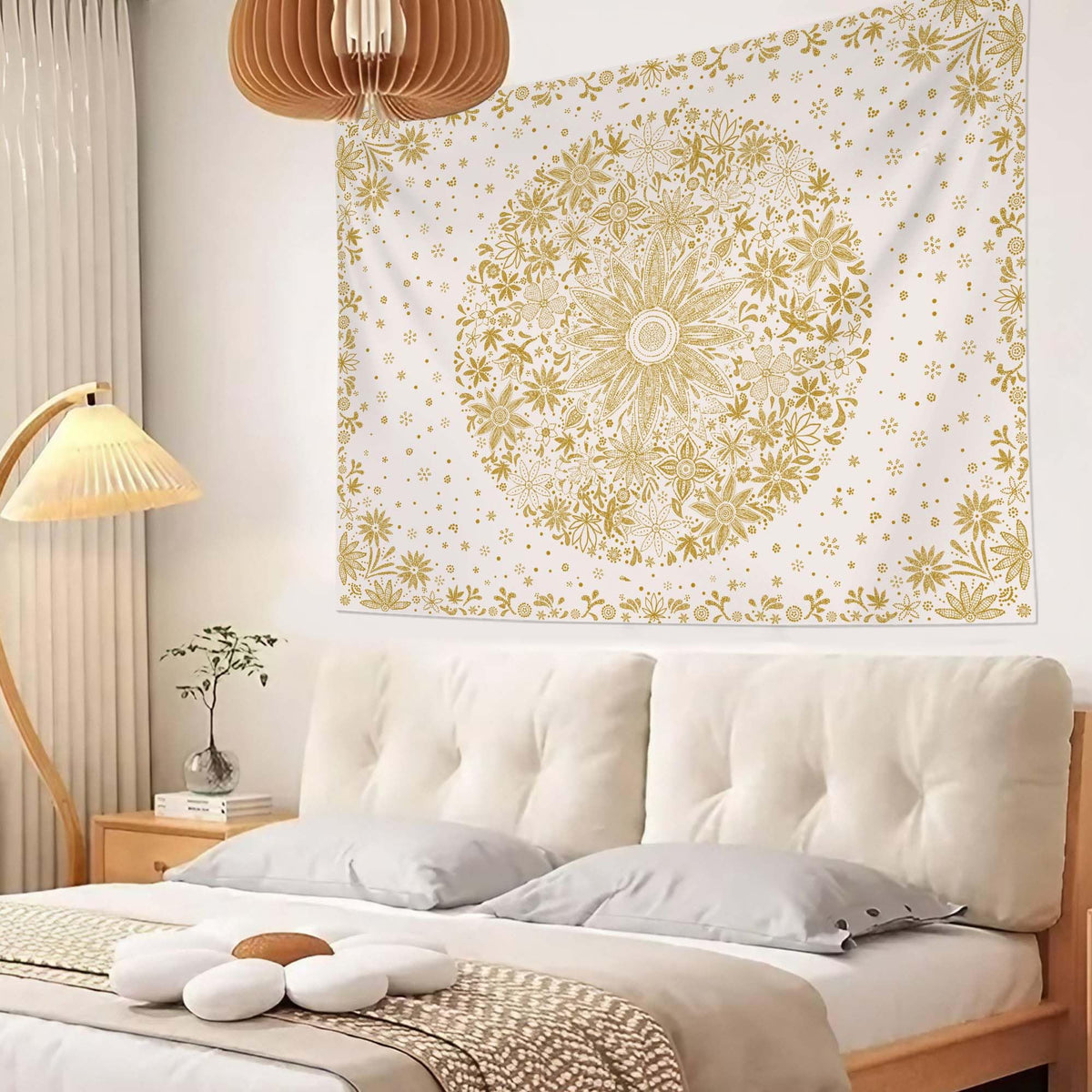 Bohemian Tapestry Wall Hanging (Bohemian / Yellow / 60"L x 50"W)