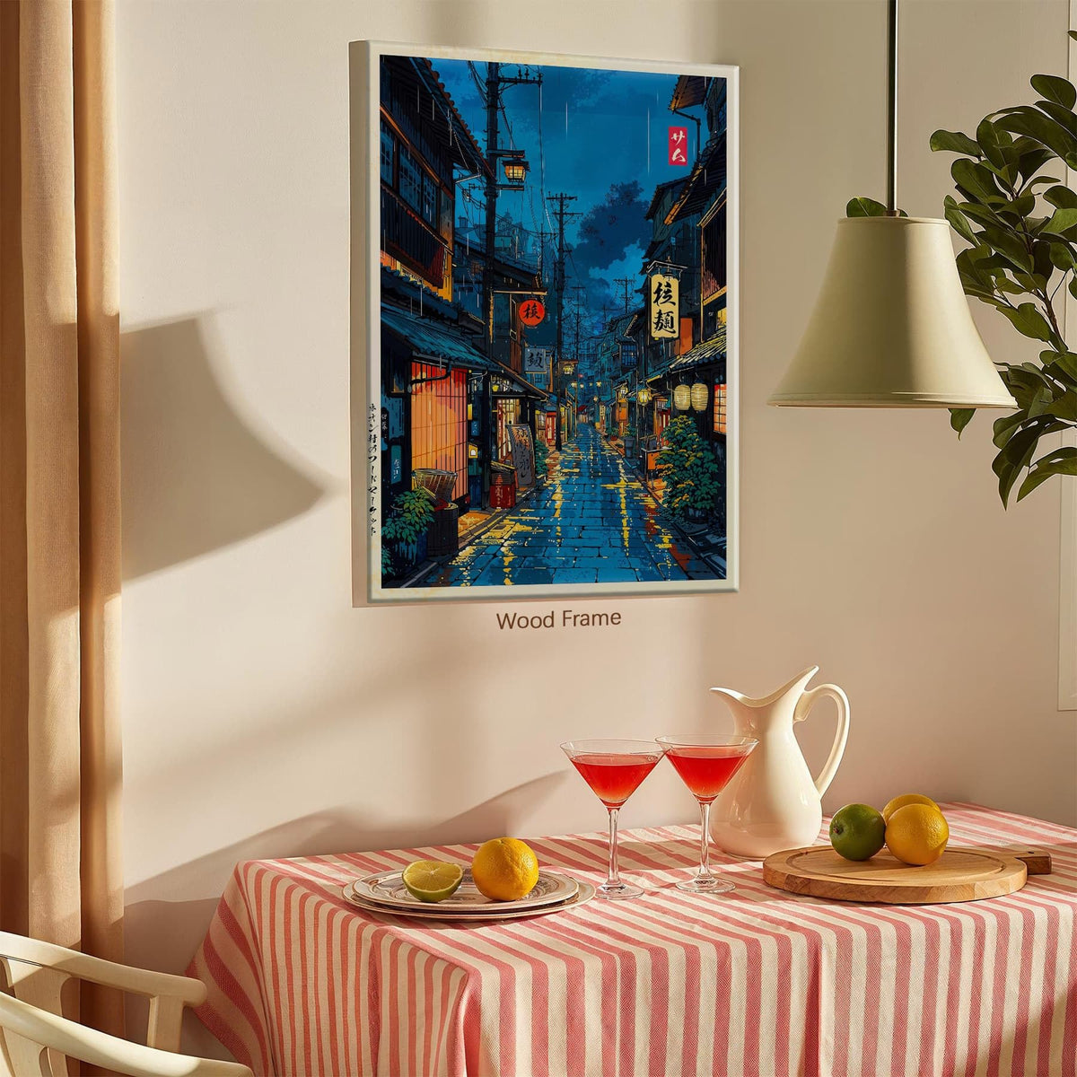 Framed Japanese Wall Art 8x10in Vintage Tokyo Tea House Poster Modern Japan Ukiyo (Wrapped Canvas / Japanese Art / 10"L x 8"W)