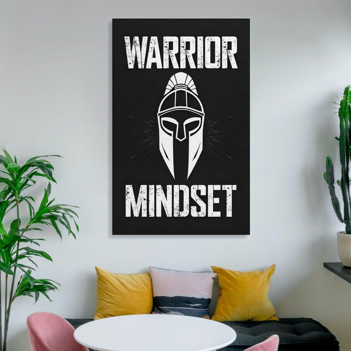 Warrior Mindset Spartan Helmet Canvas Printing Wall Art Prints Wall Decor Posters Black White Minimalist Gym Fitness Motivation Living Room Bedroom Office Training Decor 24x36inch (style-4 / 24x36inch(60x90cm) Frame)