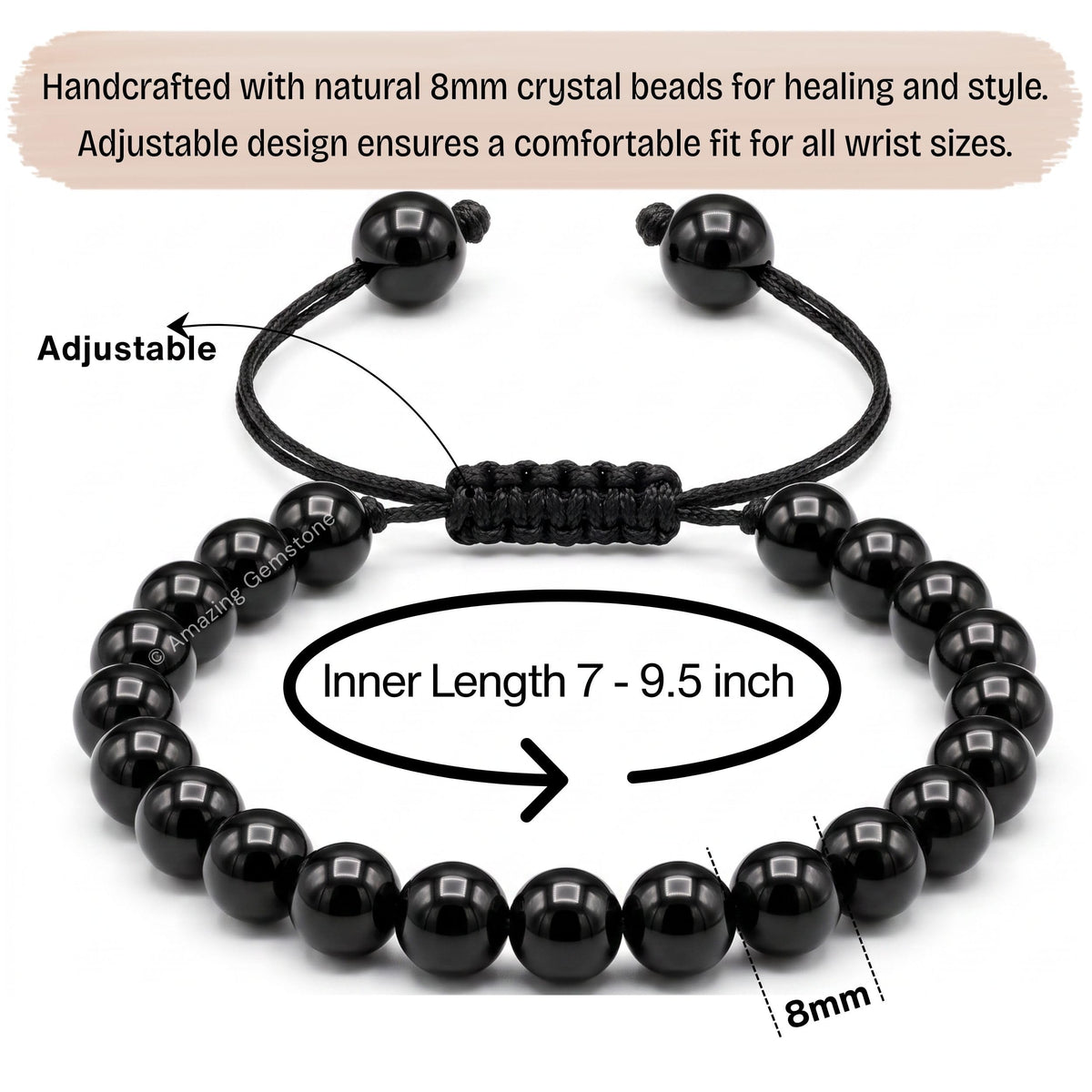 Black Obsidian Bracelet for Women Men's Gifts (Black Obsidian)