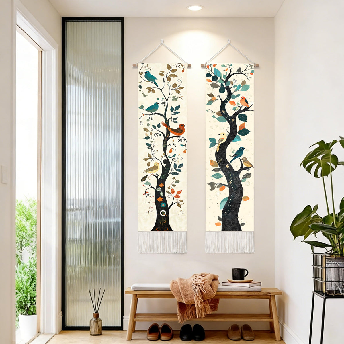 2 Pack Long Vertical Wall Tapestry (Boho Tree / 13"Wx51"H)