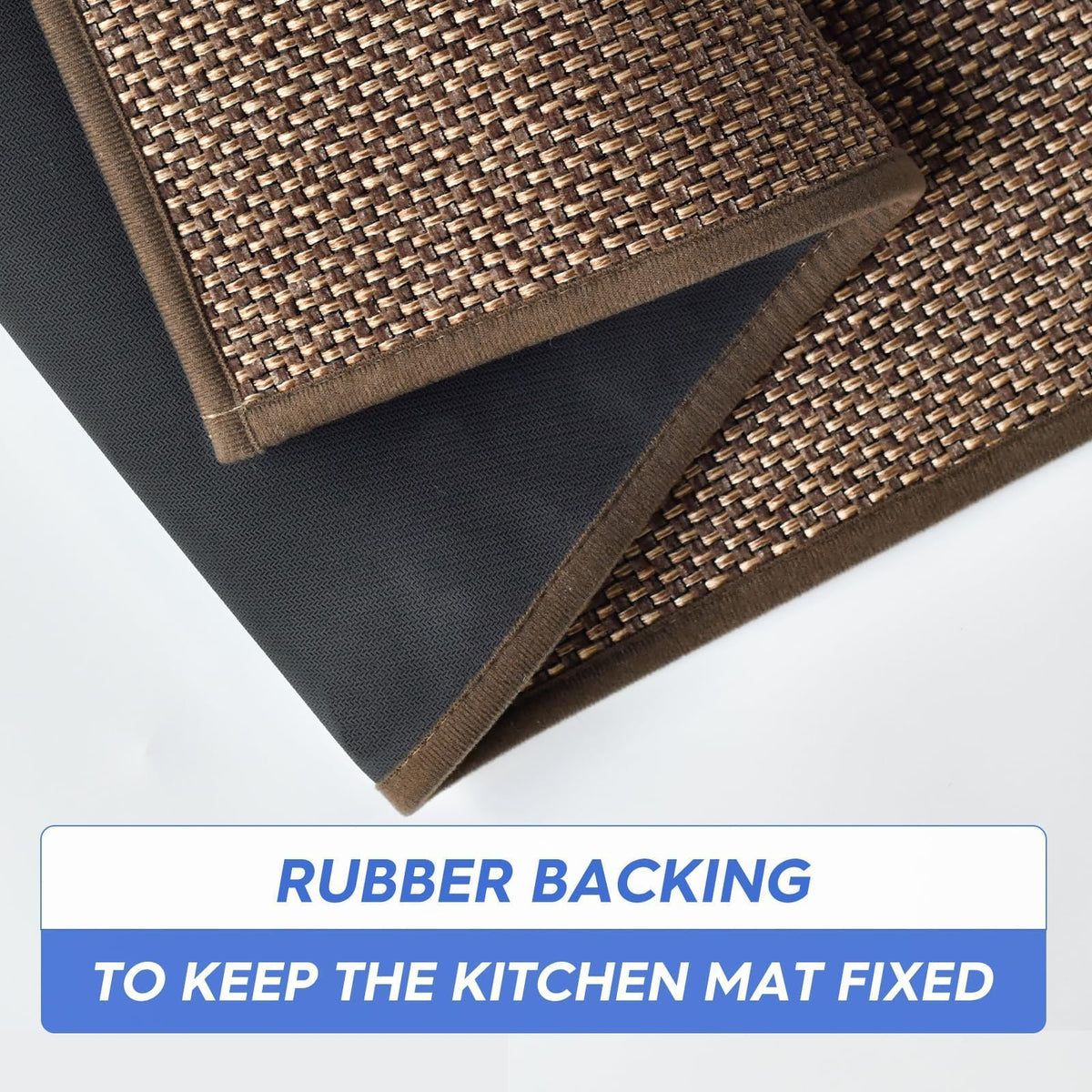 Washable Kitchen Rugs and Mats Set of 2 (17" x 29" /17" x 60" / Coffee)