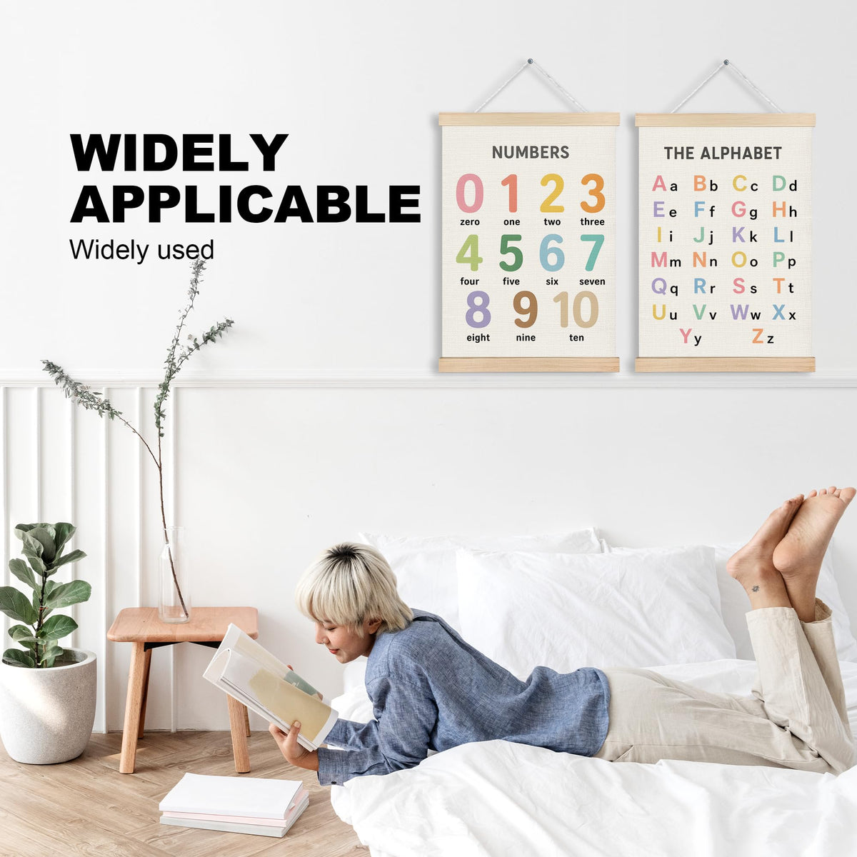 Numbers Alphabet Wall Art Hanging Poster for Classroom 2 Pack 12x16 (Alphabet-3)